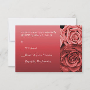 Cartão de casamento RSVP do Vintage Rosa vermelha