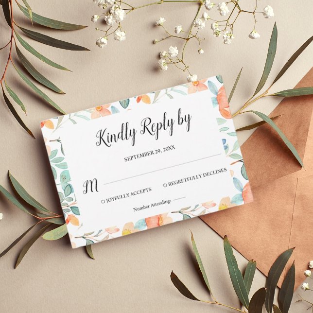 Cartão de Casamento RSVP floral colorida (Criador carregado)