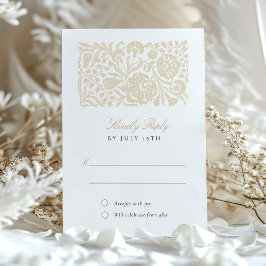 Cartão de Casamento RSVP Floral de eterno Beige e 