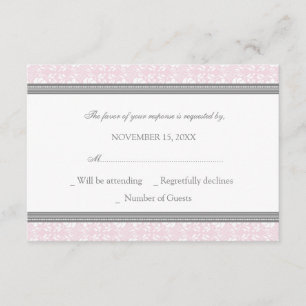 Cartão de Casamento RSVP para Cinzas Rosa