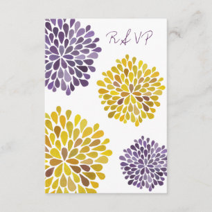 Cartão de Casamento RSVP Púrpura de Blooms Florais