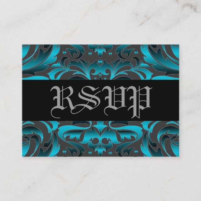 Cartão de Casamento RSVP RSVP de Teal Dark (Frente)
