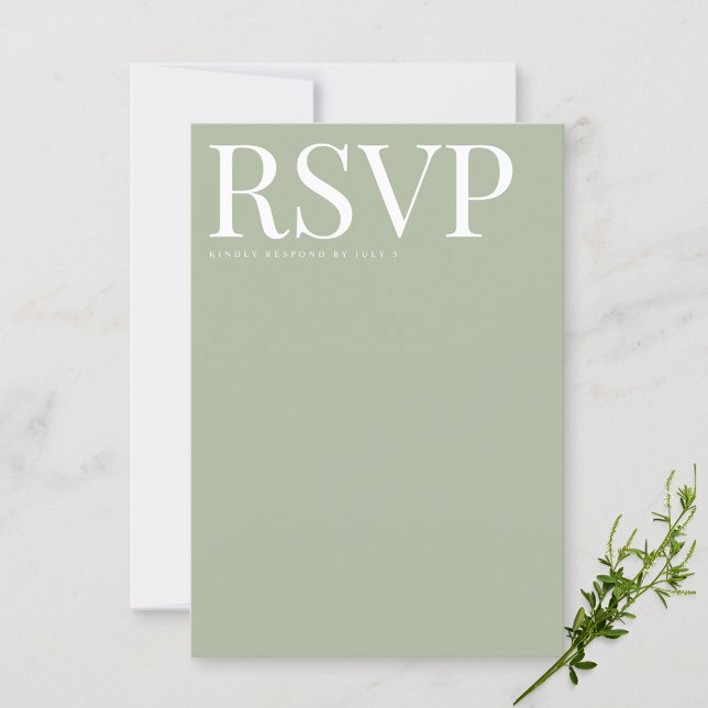 Cartão de Casamento RSVP Verde de Sage Moderno (Criador carregado)