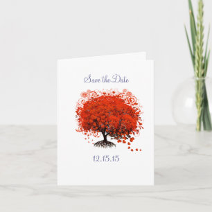 Cartão de Casamento Save the Date Árvore Vermelha
