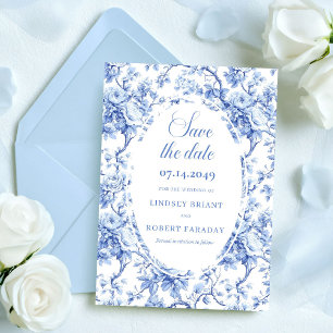 Cartão de Casamento Save the Date com Rosas Azuis