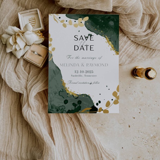 Cartão de casamento Save the Date de luxo com elem (Criador carregado)