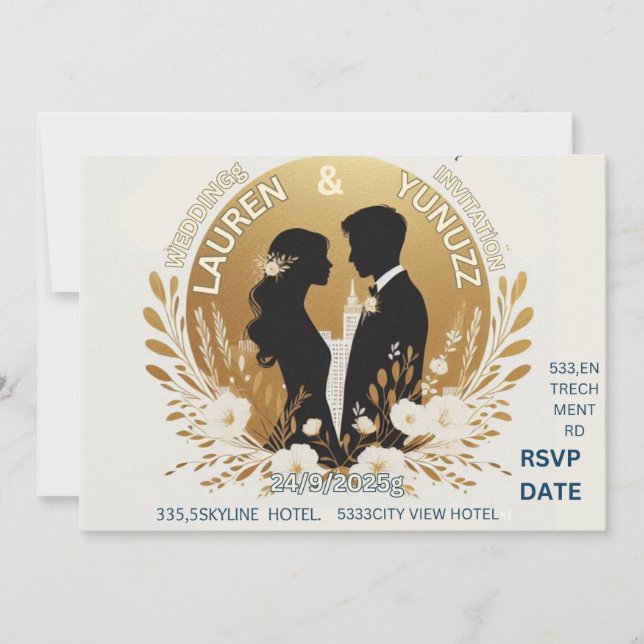 cartão de casamento simples e único (Frente)