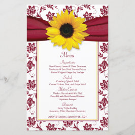 Cartão de Casamento tema damasco Branco Sunflower 