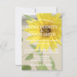 Cartão de casamento textured girassol do vintage