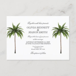 Cartão de Casamento Verde da Árvore Tropical Palm