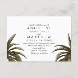 Cartão de Casamento Verde da Árvore Tropical Palm