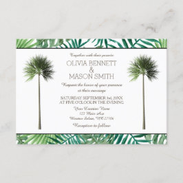 Cartão de Casamento Verde da Árvore Tropical Palm