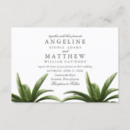 Cartão de Casamento Verde da Árvore Tropical Palm