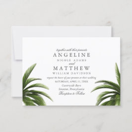 Cartão de Casamento Verde da Árvore Tropical Palm