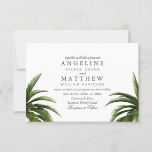 Cartão de Casamento Verde da Árvore Tropical Palm
