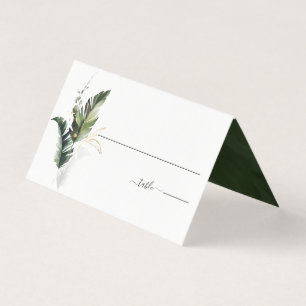 Cartão de Casamento Verde de Folhas Tropicais