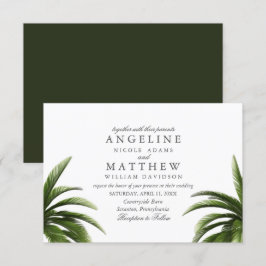 Cartão de Casamento Verde de Palma Tropical