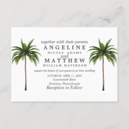 Cartão de Casamento Verde de Palma Tropical