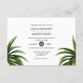 Cartão de Casamento Verde de Palma Tropical