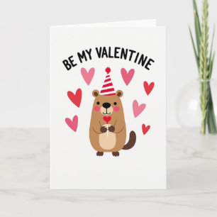 Cartão de Castor Be My Valentine
