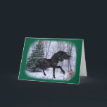 Cartão de cavalo Friesian Winter Wonderland<br><div class="desc">Por favor, visite a minha vitrine para outros desenhos de inverno/feriados, em muitos produtos diferentes e ideias de presentes. Toda a minha arte e fotografia são 100% minhas. As imagens podem ser transferidas para qualquer produto. Os fundos coloridos podem ser alterados. Veja o final da página para mais informações. Obrigado...</div>