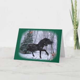 Cartão de Cavalo Friesian Winter Wonderland