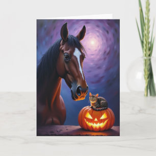 Cartão de Cavalo Místico e Jack O Lantern