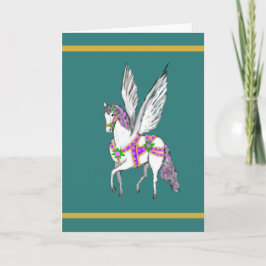 Cartão de Cavalo Pegasus de Carrossel Antigo Dança