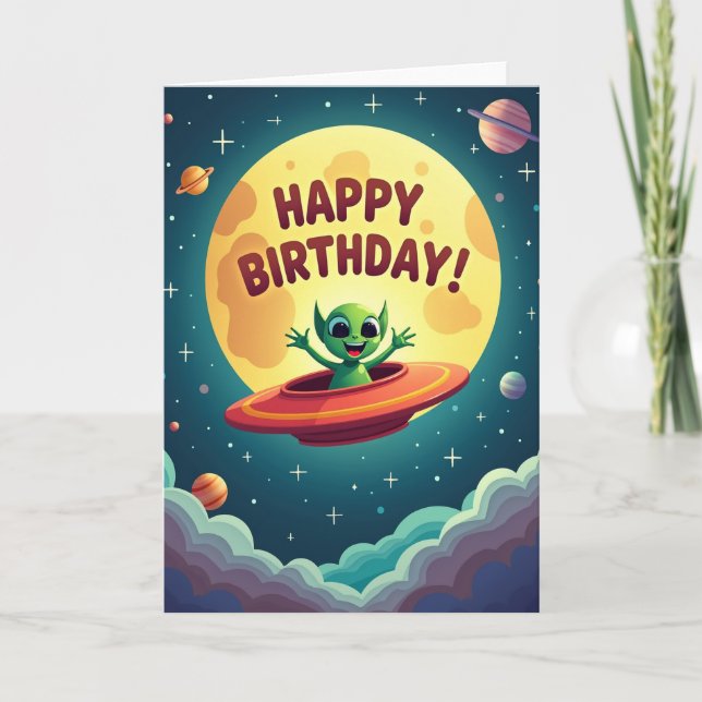 Cartão de Celebração Alien (Frente)