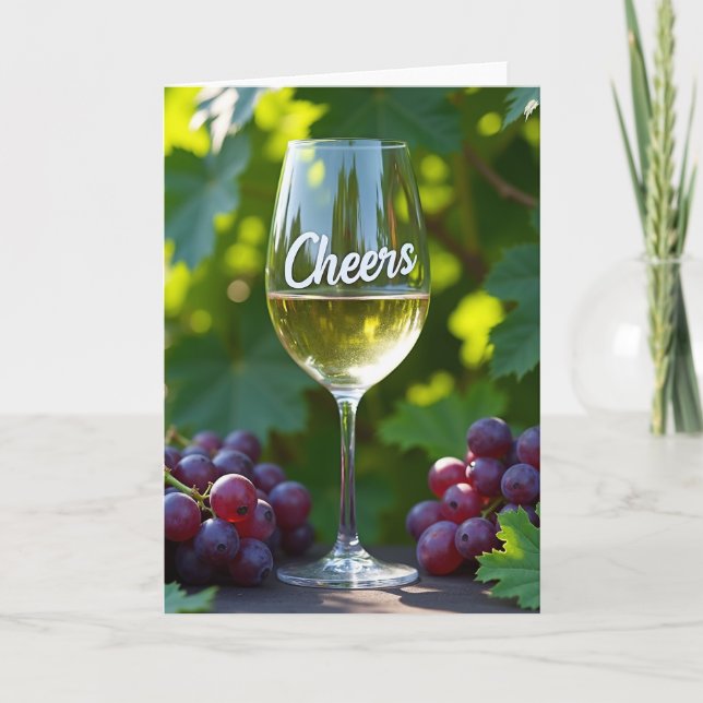 Cartão de Celebração Cheers com Uvas (Frente)