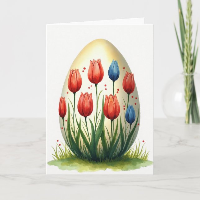 Cartão de Celebração da Primavera com Tulipas (Frente)