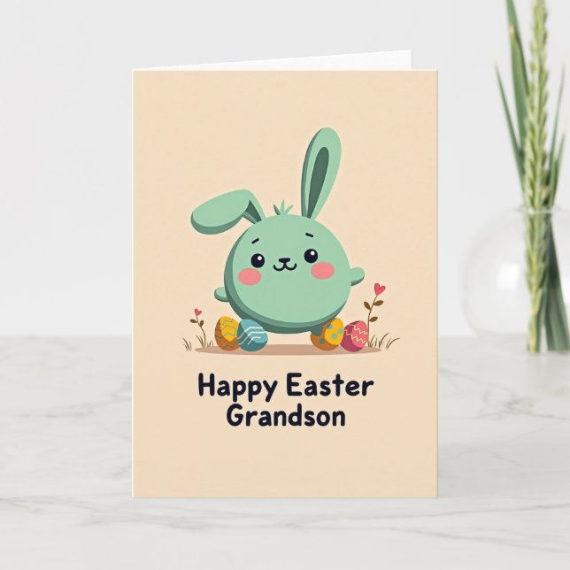 Cartão de Celebração da Primavera do Aqua Bunny (Frente)