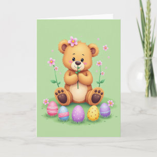 Cartão de Celebração da Primavera do Urso Fofo
