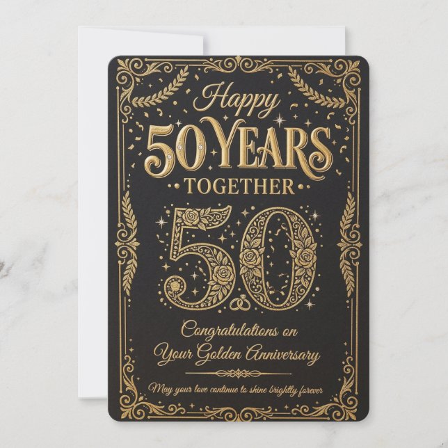 Cartão de Celebração de 50 Anos Felizes (Frente)