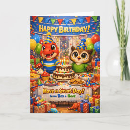 Cartão de celebração de aniversário do Rex e da Ho