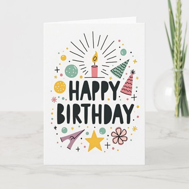 Cartão de Celebração de Aniversário Radiante (Frente)