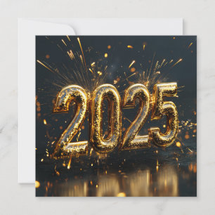 Cartão de Celebração do Ano Novo Dourado 2025