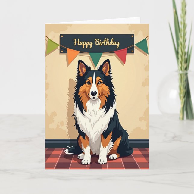 Cartão de Celebração do Cachorro Tricolor (Frente)