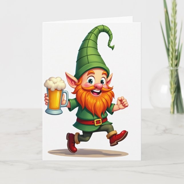 Cartão de Celebração do Gnome Feliz (Frente)