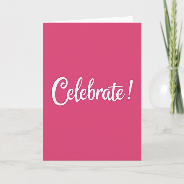 Cartão de Celebração em Fuchsia com Letra Script (Frente)