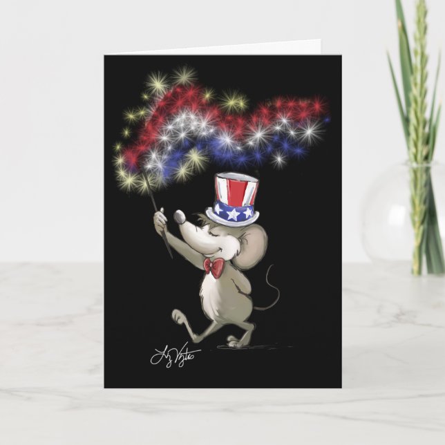 Cartão de Celebração Feliz de 4 de julho à Noite d (Frente)