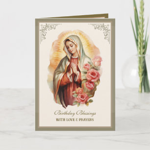 Cartão de Celebração Floral Religiosa de Guadalupe