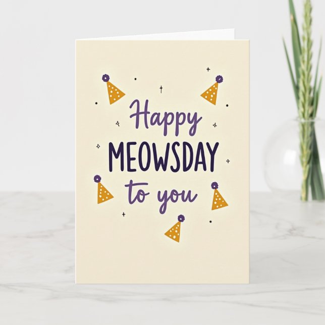 Cartão de Celebração Meowsday Doce (Frente)