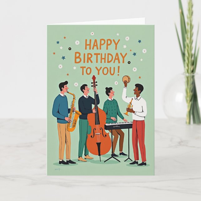 Cartão de Cena de Aniversário Musical (Frente)