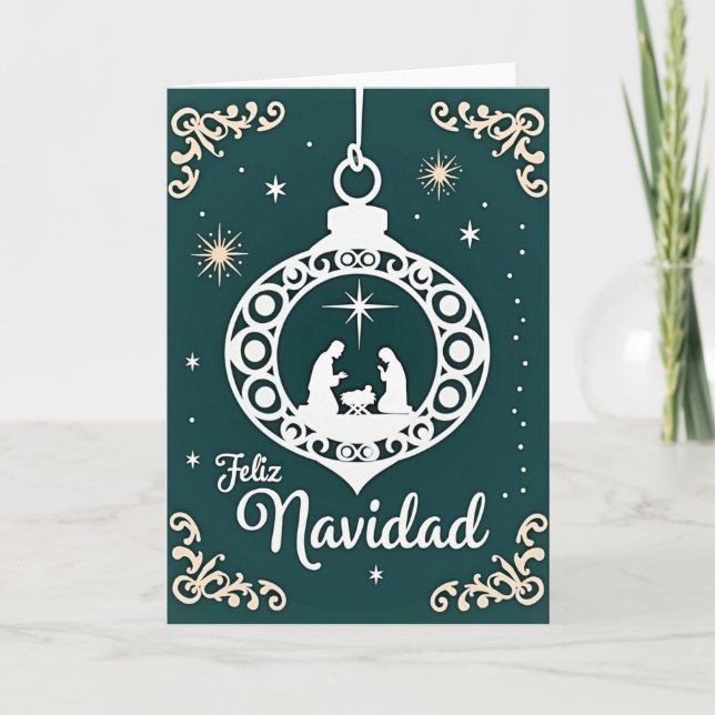 Cartão de Cena de Natal Feliz Navidad (Frente)
