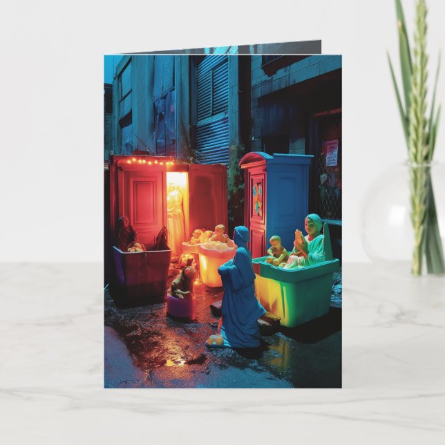 Cartão de Cena de Natal Kitsch (Frente)