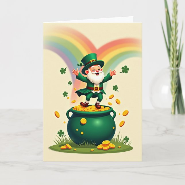 Cartão de Cena do Leprechaun Clover Luck (Frente)
