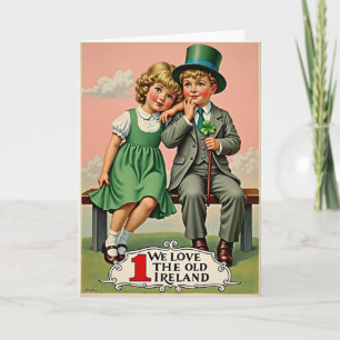 Cartão de Cena Vintage para Crianças da Irlanda