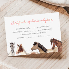 Cartão de Certificado de Adoção de Cavalo
