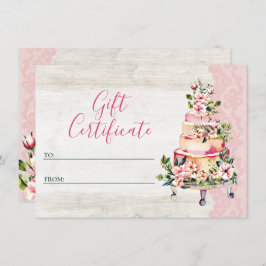 Cartão de Certificado de Bolo Floral Rustic